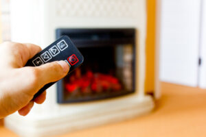 Turning on gas fireplace using control panel remote
