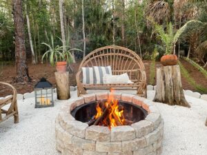 outdoor fire pit in backyard and control smoke using tips for reducing bellows