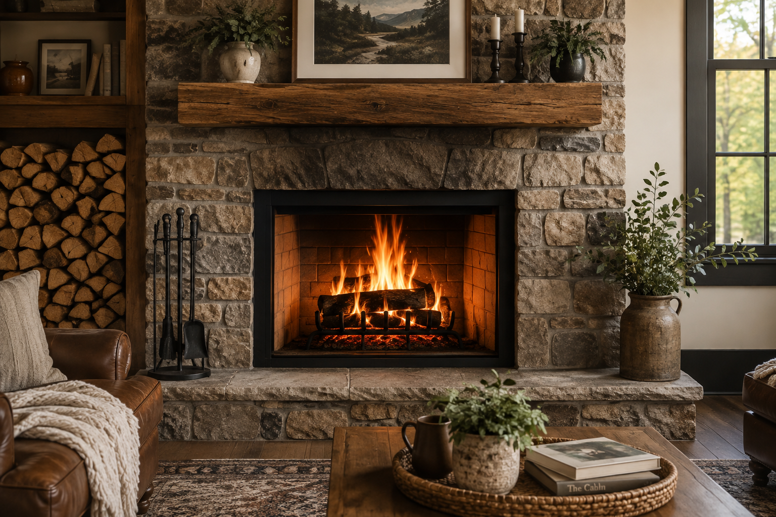 Wood-burning fireplaces and wood stoves at New England Hearth and Home